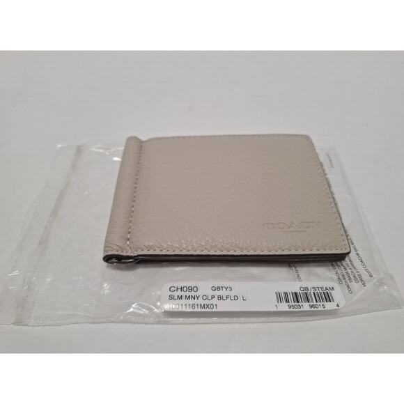 Coach Slim Money Clip Bifold Wallet QB/Steam Leather - Picture 1 of 5